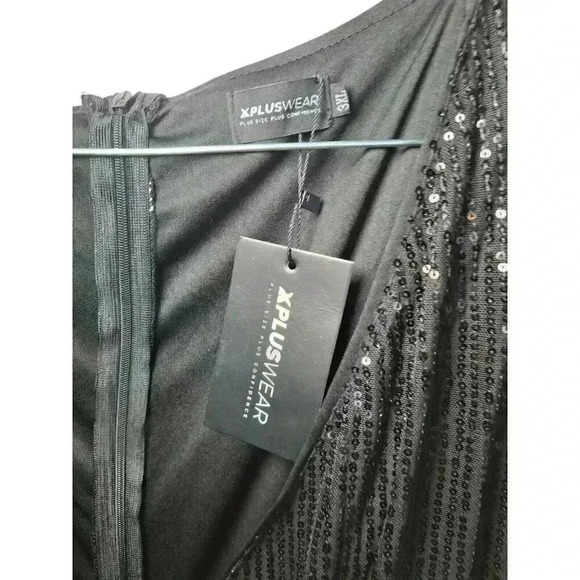 Women's Plus Size Double V-Neck Sequin Sleeveless Evening Dress 3X - Picture 12 of 16